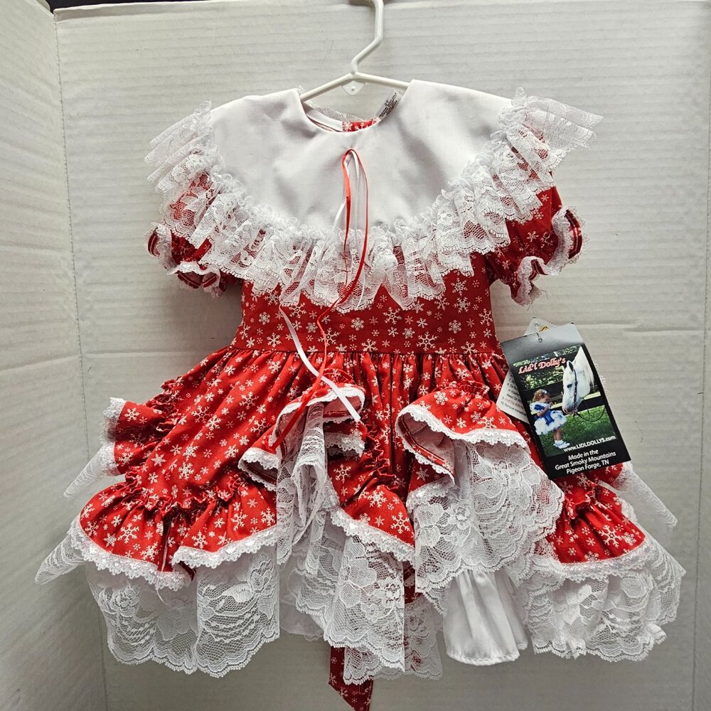 New Lid’l Dolly’s Toddler Girl Red Southern Belle Dress Ruffle Lace Full Circle⭐ - Picture 10 of 16